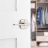 imageKwikset Tripoli Lever Interior Privacy Door Handle with Lock Door Lever For Bathroom and Bedroom Polished Chrome Reversible Keyless Turn LockSatin Nickel