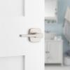 imageKwikset Tripoli Lever Interior Privacy Door Handle with Lock Door Lever For Bathroom and Bedroom Polished Chrome Reversible Keyless Turn LockSatin Nickel