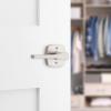 imageKwikset Tripoli Lever Interior Privacy Door Handle with Lock Door Lever For Bathroom and Bedroom Polished Chrome Reversible Keyless Turn LockSatin Nickel