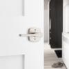 imageKwikset Tripoli Lever Interior Privacy Door Handle with Lock Door Lever For Bathroom and Bedroom Polished Chrome Reversible Keyless Turn LockSatin Nickel
