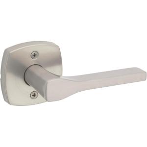 imageKwikset Tripoli Lever Interior Privacy Door Handle with Lock Door Lever For Bathroom and Bedroom Polished Chrome Reversible Keyless Turn LockSatin Nickel