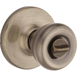 imageKwikset Tylo Interior Privacy Door Knob with Lock Door Handle For Bathroom and Bedroom Satin Chrome Keyless Turn Lock DoorknobAntique Brass