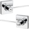 imageKwikset Ladera Door Lever Privacy Lock Handle for Bedroom and Bathroom Square Rose in Polished Chrome