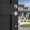 imageKwikset Shelburne Front Door Lock Handle and Single Cylinder Deadbolt Set Entry Handleset with Sedona Interior Reversible Lever Secure Locking Deadbolt Satin Nickel with Microban Protection