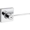 imageKwikset Ladera Door Lever Privacy Lock Handle for Bedroom and Bathroom Square Rose in Polished Chrome