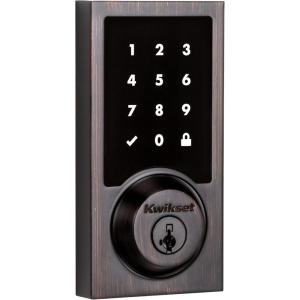 imageKwikset 99160017 SmartCode 916 Contemporary Smart Lock Touchscreen Electronic Deadbolt Front Door Lock with SmartKey Security and ZWave Plus in Venetian Bronze