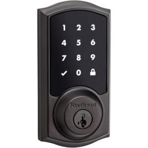 imageKwikset 99160021 SmartCode 916 Traditional Smart Lock Touchscreen Electronic Deadbolt Front Door Lock with SmartKey Security and ZWave Plus in Venetian BronzeVenetian Bronze