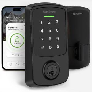 imageKwikset Aura Reach Smart Lock Matter and Bluetooth Enabled Keyless Entry Door Lock Deadbolt Proximity Wakeup Geofence AutoUnlock Satin NickelMatte Black