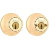 imageKwikset 96650494 Security Double Cylinder Deadbolt Polished Brass 1Inch Diameter Round Adjustable Latch Key Lock