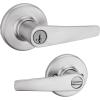 imageKwikset Delta Entry Door Handle with Lock and Key Secure Keyed Reversible Lever Exterior Doorlock Doorknob For Front Entrance and Bedrooms in Satin Chrome