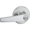imageKwikset Delta Interior Privacy Door Handle with Lock Door Lever For Bathroom and Bedroom Satin Chrome Reversible Keyless Turn LockSatin Chrome