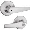 imageKwikset Delta Interior Privacy Door Handle with Lock Door Lever For Bathroom and Bedroom Satin Chrome Reversible Keyless Turn LockSatin Chrome