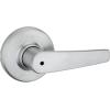 imageKwikset Delta Interior Privacy Door Handle with Lock Door Lever For Bathroom and Bedroom Satin Chrome Reversible Keyless Turn LockSatin Chrome