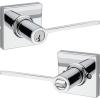 imageKwikset Ladera Entry Door Handle with Lock and Key Secure Keyed Reversible Lever Exterior Doorlock For Front Entrance and Bedrooms Polished Chrome Pick Resistant Smartkey Rekey Security