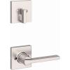 imageKwikset 971CSLSQT15 Single Cylinder Interior Casey Lever Trim with Square Rose Satin Nickel Finish