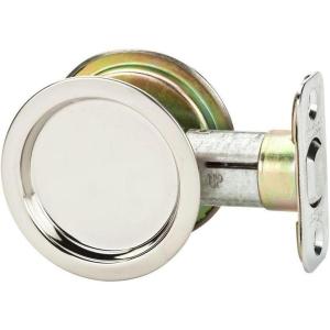 imageKwikset 334 32 RND PCKT DR LCK Pocket Door Lock Passage Function Steel Finish Misc