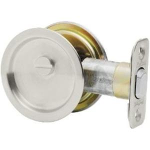 imageKwikset 334 Round HallCloset Pocket Door Lock in Satin Chrome