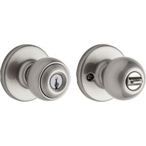 imageKwikset 400P 3 CP Polo Entry Knob Polished BrassSatin Nickel