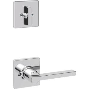 imageKwikset 604CSLSQT26 Casey Lever Interior Single Cylinder Handleset Trim with Square Rose Bright Chrome Finish