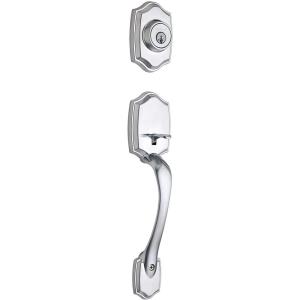 imageKwikset 687BWLIP26DS Belleview Single Cylinder Exterior Handleset SmartKey with RCAL Latch and RCS Strike Satin Chrome Finish
