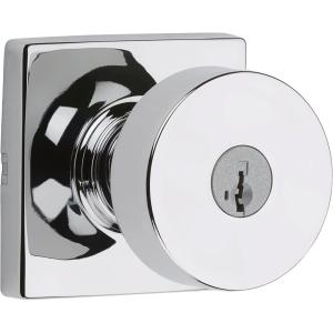 imageKwikset 740PSKSQT26S Pismo Knob with Square Rose Entry Lock SmartKey with 6AL Latch and RCS Strike Bright Chrome Finish
