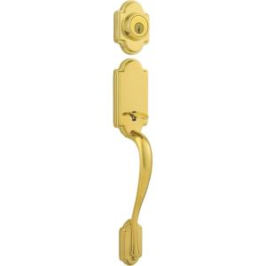 imageKwikset 800ANLIPSSTRKP Arlington Sectional Single Cylinder Keyed Entry Exterior Pack Handleset with SmartKey  Lifetime Polished Brass