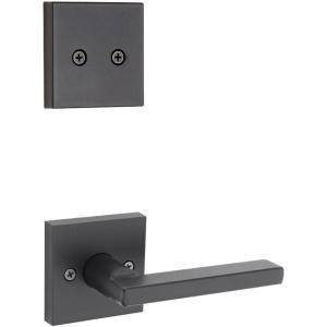 imageKwikset 973HFLSQT514V1 Dummy Interior Halifax Lever Trim with Square Rose New Chassis Matte Black Finish