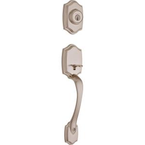 imageKwikset Belleview Front Door Lock Handle and Deadbolt Set Entry Handleset Exterior Only Satin Nickel Pick Resistant SmartKey Rekey Deadbolt Security Interior Sold Separately1