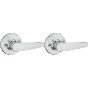 imageKwikset Delta Dummy Door Handle Single Sided Lever for Closets French Double Doors and Pantry Satin Chrome NonTurning Reversible Interior PushPull Lever1 Count Pack of 2