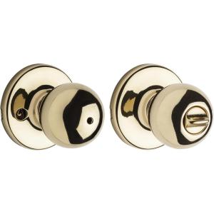 imageKwikset Delta Interior Privacy Door Handle with Lock Door Lever For Bathroom and Bedroom Satin Chrome Reversible Keyless Turn LockPolished Brass