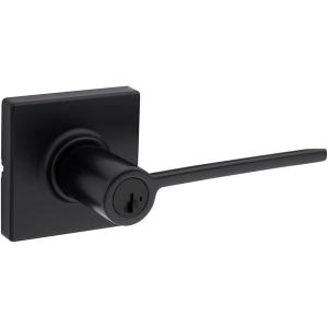 imageKwikset Ladera Entry Door Handle with Lock and Key Secure Keyed Reversible Lever Exterior Doorlock For Front Entrance and Bedrooms Matte Black Pick Resistant Smartkey Rekey Security