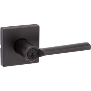 imageKwikset Lisbon Entry Door Handle with Lock and Key Secure Keyed Reversible Lever Exterior Doorlock For Front Entrance and Bedrooms Venetian Bronze Pick Resistant Smartkey Rekey SecurityVenetian Bronze