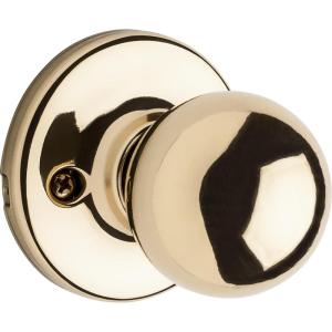 imageKwikset Polo Dummy Door Knob Single Sided Handle for Closets French Double Doors and Pantry Polished Brass NonTurning Interior PushPull Door Knob