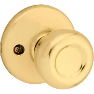 imageKwikset Tylo Dummy Door Knob Single Sided Handle for Closets French Double Doors and Pantry Antique Brass NonTurning Interior PushPull Door Knob with Microban ProtectionPolished Brass