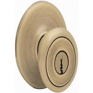 imageKwikset Tylo Entry Knob in Satin ChromeAntique Brass