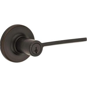 imageLadera Round Keyed Entry Lever featuring SmartKey Security in Venetian Bronze