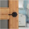imageKwikset 730HFLRDT15 Halifax Lever with Round Rose Privacy Door Lock with 6AL Latch and RCS Strike Satin Nickel Finish