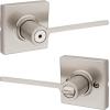 imageKwikset Ladera Door Lever Privacy Lock Handle for Bedroom and Bathroom Square Rose in Satin Nickel