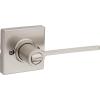 imageKwikset Ladera Door Lever Privacy Lock Handle for Bedroom and Bathroom Square Rose in Satin Nickel