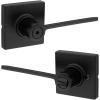 imageKwikset Ladera Interior Privacy Door Handle with Lock Door Lever For Bathroom and Bedroom Matte Black Reversible Keyless Turn Lock