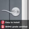 imageKwikset Tustin Interior Passage Door Handle Lever For Closet and Hallway Doors Reversible NonLocking Handle Lever Satin Nickel with Microban ProtectionPack of 1
