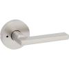 imageKwikset 730HFLRDT15 Halifax Lever with Round Rose Privacy Door Lock with 6AL Latch and RCS Strike Satin Nickel Finish