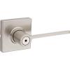 imageKwikset Ladera Door Lever Privacy Lock Handle for Bedroom and Bathroom Square Rose in Satin Nickel