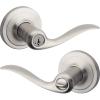 imageKwikset Tustin Entry Door Handle with Lock and Key Secure Keyed Reversible Lever Exterior For Front Entrance and Bedrooms Satin Nickel Pick Resistant Smartkey Rekey Security and MicrobanKeyed Entry