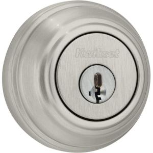 image980 Deadbolt Keyed One Side featuring SmartKey Security in Satin Nickel