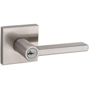 imageKwikset 156HFL SQT 15 SMT CP Halifax Satin Nickel Entry Lever Featuring SmartKeySatin Nickel
