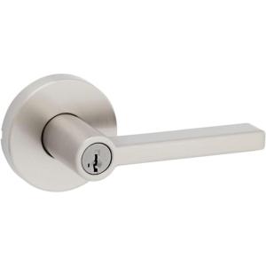 imageKwikset 740HFLRDT15S Halifax Lever with Round Rose Entry Door Lock SmartKey with 6AL Latch and RCS Strike Satin Nickel FinishSatin Nickel