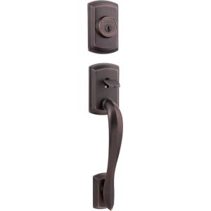 imageKwikset 800AVHLIPSSTRKP Avalon Sectional Single Cylinder Keyed Entry Exterior Pack Handleset with SmartKey  Venetian Bronze