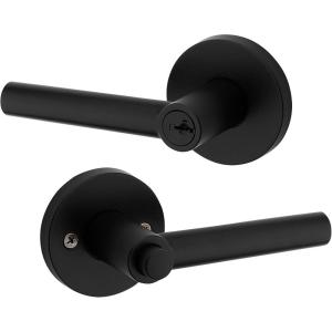 imageKwikset 91560030 Milan Round Keyed Entry Lever Featuring SmartKey in Iron BlackMatte Black