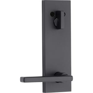 imageKwikset 971HFLSQF514 Single Cylinder Interior Halifax Lever Trim with Square Full Escutcheon Matte Black Finish